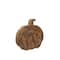 Citrouille brune décorative de table ornée de feuilles sculptées de 20,2 cm d’Ashland